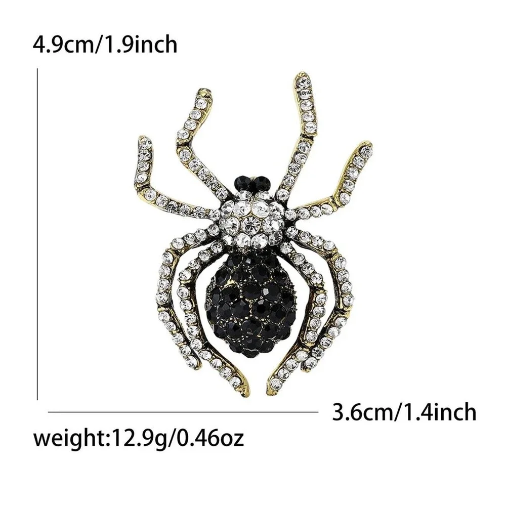 Rhinestone Spider Brooch Black White Gold Gothic Halloween Statement Pin NEW